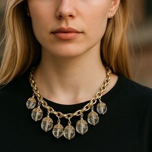 Elegant Gold Necklace with Crystal Accents